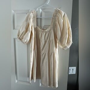 Mustard Seed Cream Ruffled Cotton Baby Doll Dress